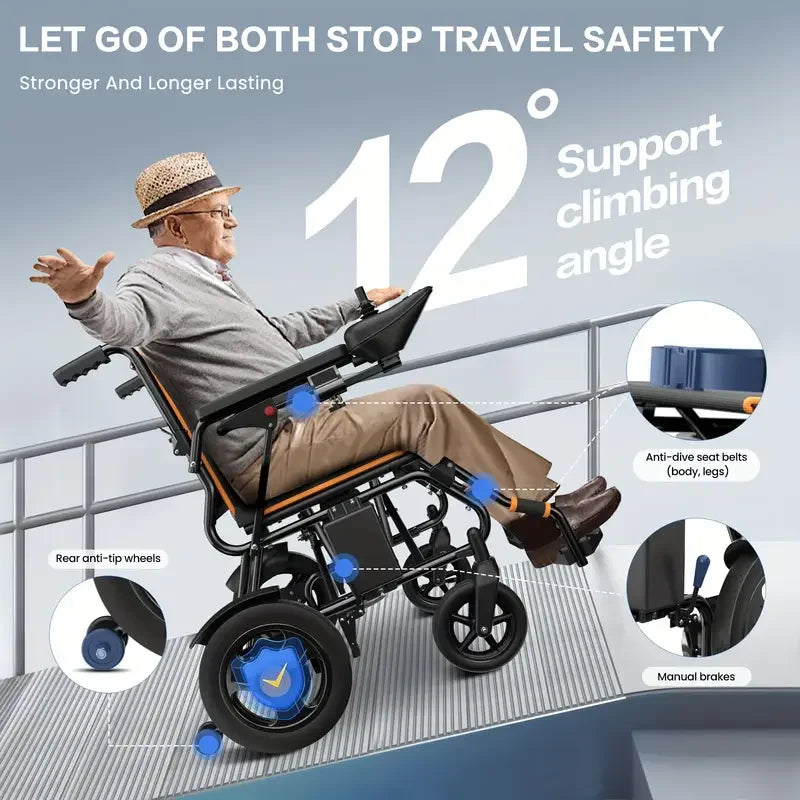 Foldable Electric Wheelchair with Joystick – Lightweight, Portable Power Chair for Adults & Seniors