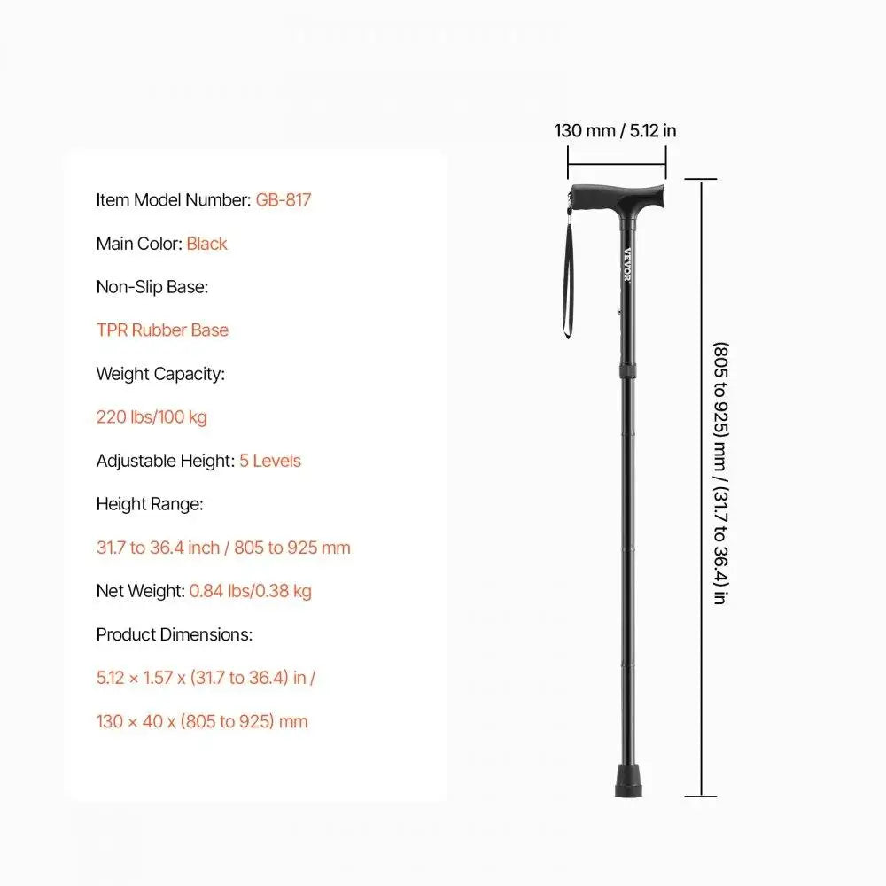 Folding Walking Cane with Wrist Strap β Lightweight, Adjustable, and Travel-Friendly