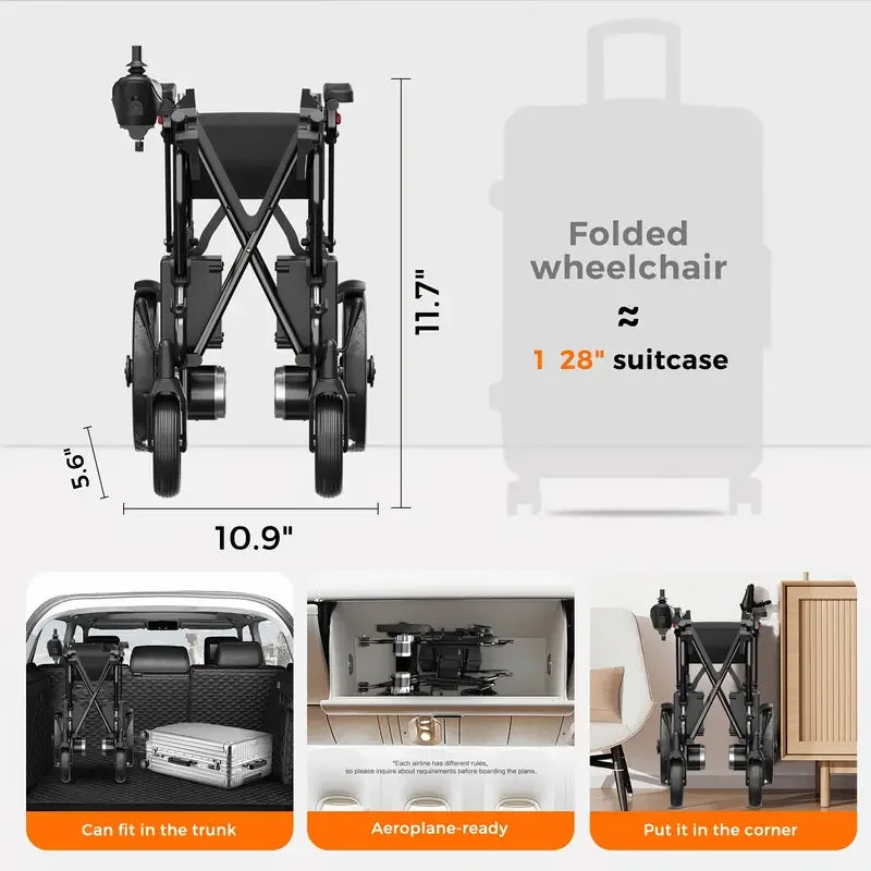 Foldable Electric Wheelchair with Joystick – Lightweight, Portable Power Chair for Adults & Seniors
