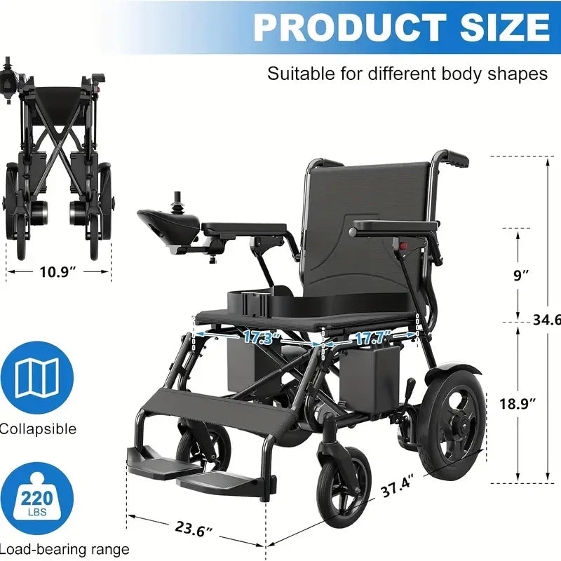 Foldable Electric Wheelchair with Joystick – Lightweight, Portable Power Chair for Adults & Seniors