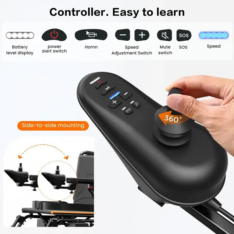 Foldable Electric Wheelchair with Joystick – Lightweight, Portable Power Chair for Adults & Seniors