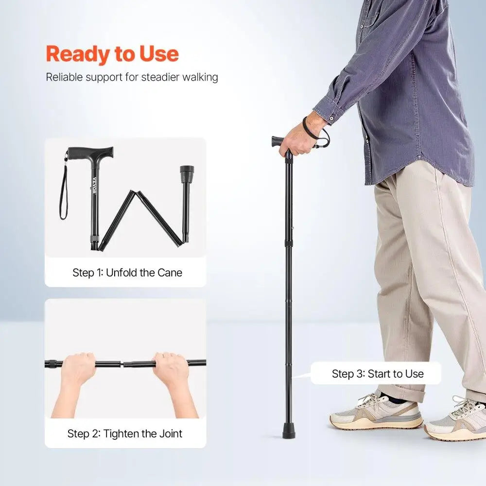 Folding Walking Cane with Wrist Strap β Lightweight, Adjustable, and Travel-Friendly