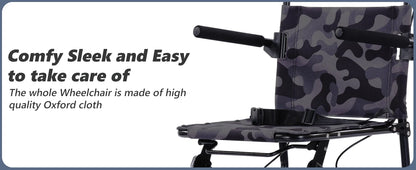 Adult Lightweight Folding Manual Wheelchair – Portable, Self-Propelled, 250 lb Capacity
