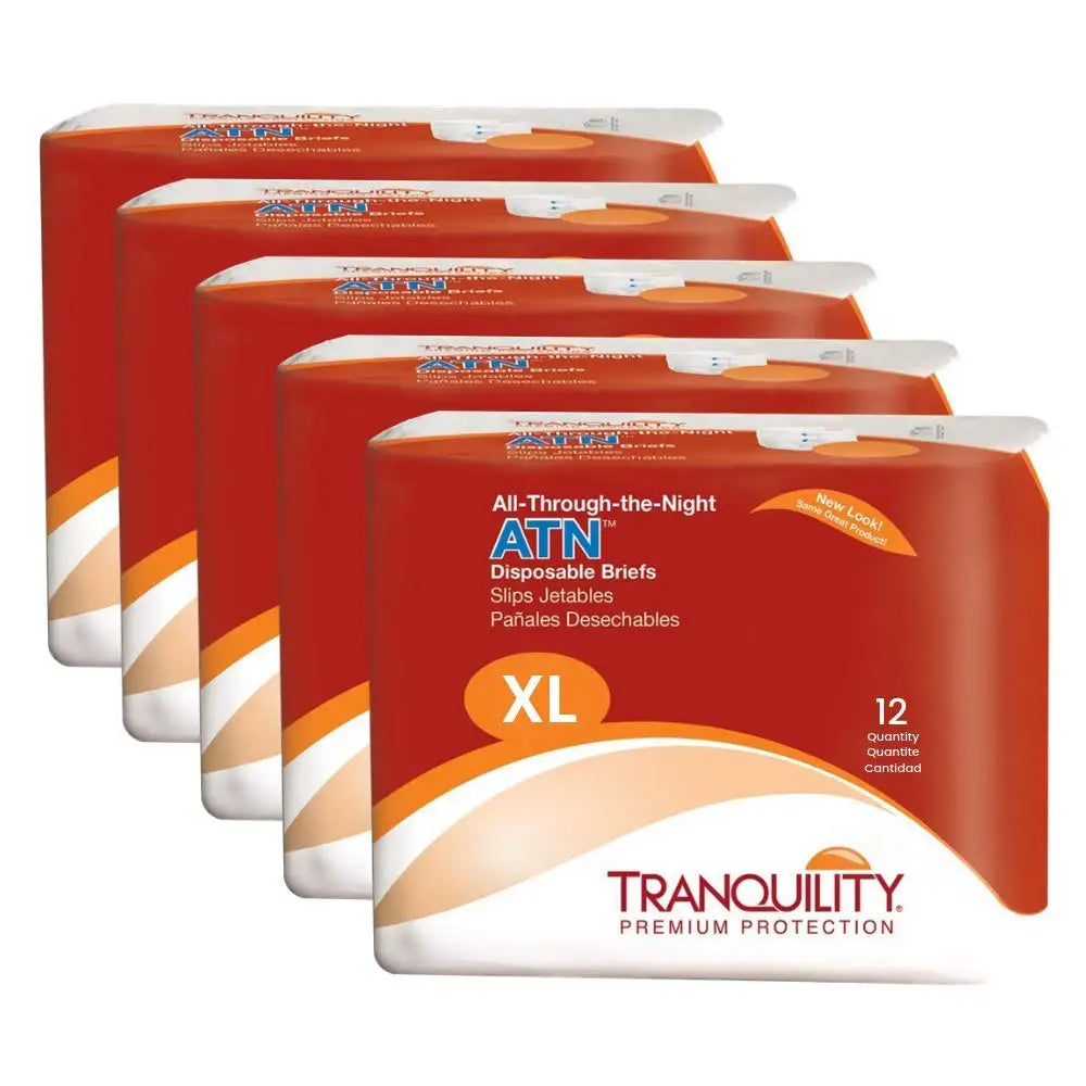 Tranquility ATN Adult Diapers – XL (60 Count), Overnight Protection with Refastenable Tabs
