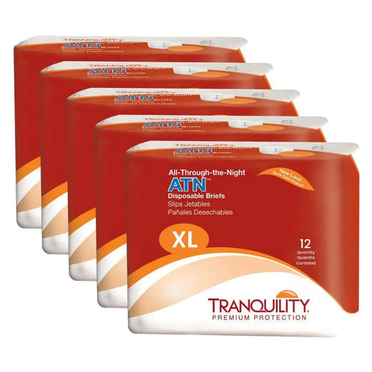 Tranquility ATN Adult Diapers – XL (60 Count), Overnight Protection with Refastenable Tabs