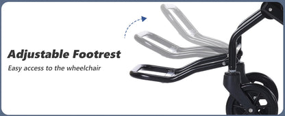 Adult Lightweight Folding Manual Wheelchair – Portable, Self-Propelled, 250 lb Capacity