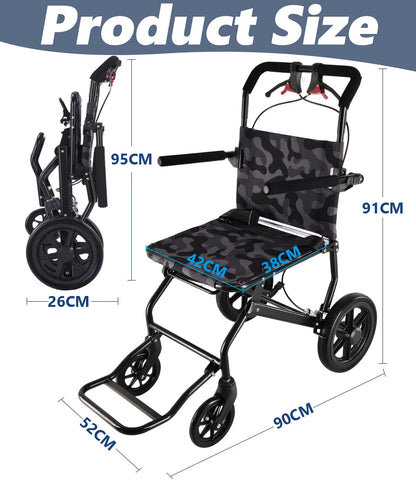 Adult Lightweight Folding Manual Wheelchair – Portable, Self-Propelled, 250 lb Capacity