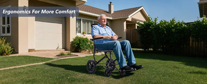 Adult Lightweight Folding Manual Wheelchair – Portable, Self-Propelled, 250 lb Capacity